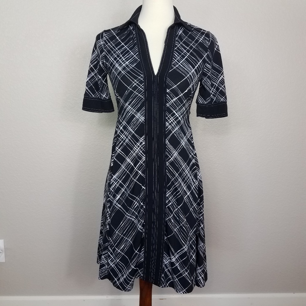BCBG MAXAZRIA 3/4 Sleeve Dress Tie Back & Collar